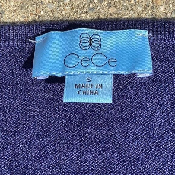 CECE NWT WOMENS LONG SLEEVE SWEATER MIDNIGHT BLOOM BLUE WOMENS SMALL - Picture 7 of 9